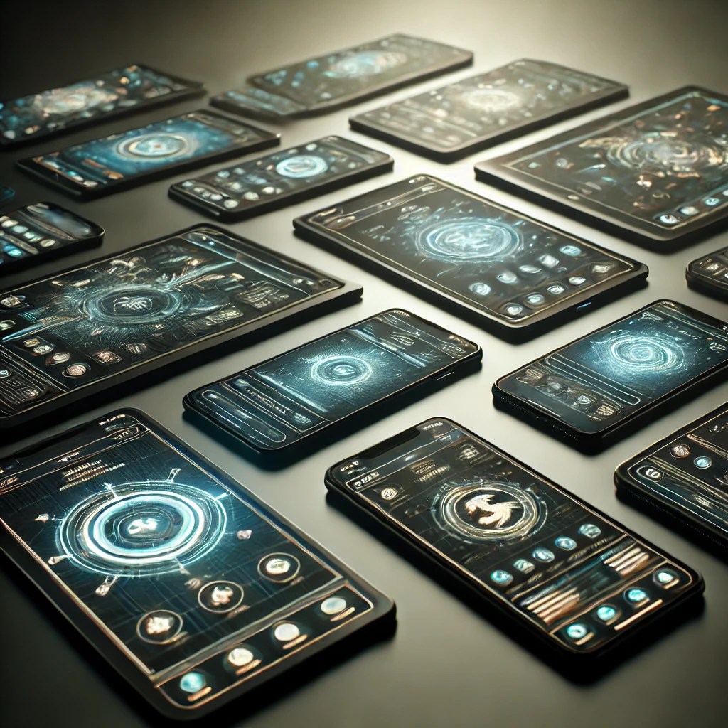 Sleek devices glowing with dragon-accented search bars—modern magic in motion.